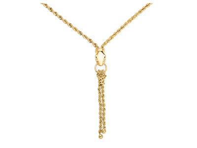 Collana, Doppia Corda Cava 2 X 2,60 Mm, In Caduta 4,5 Cm, Testa Di Pantera, 45 Cm, Oro Giallo 18 Ct. - Immagine Standard - 2