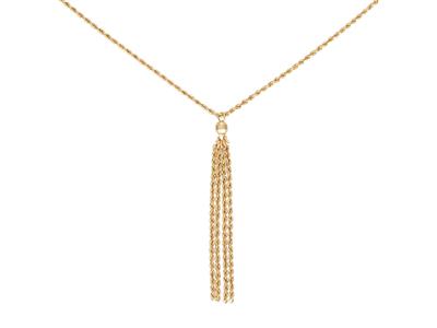 Collana, Corda 1,60 Mm, Pompon 5 Fili Goccia 5 Cm, 45 Cm, Oro Giallo 18 Ct. - Immagine Standard - 2