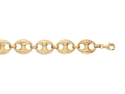 Bracciale A Maglie Chicco Di Caffè Granulato 16 X 21 Mm, 22 Cm, Oro Giallo 18 Ct. - Immagine Standard - 2