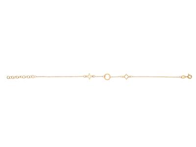 Bracciale Con 3 Motivi: Cerchio, Croce E Diamante, 173 Cm, Oro Giallo 18 Ct.