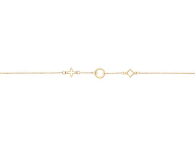 Bracciale Con 3 Motivi: Cerchio, Croce E Diamante, 17+3 Cm, Oro Giallo 18 Ct. - Immagine Standard - 2