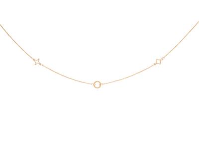 Collana Con 3 Motivi: Cerchio, Croce E Rombo, 423 Cm, Oro Giallo 18 Ct.