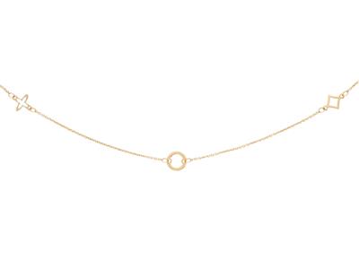 Collana Con 3 Motivi: Cerchio, Croce E Rombo, 42+3 Cm, Oro Giallo 18 Ct. - Immagine Standard - 2