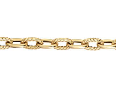 Bracciale Maglia Ovale Forzatina Cava Alternata Liscia, 20,50 Cm, Oro Giallo 18 Kt - Immagine Standard - 2
