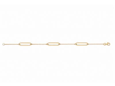 Bracciale A 3 Maglie Rettangolari Cave Su Catena, 16+3 Cm, Oro Giallo 18 Ct. - Immagine Standard - 1