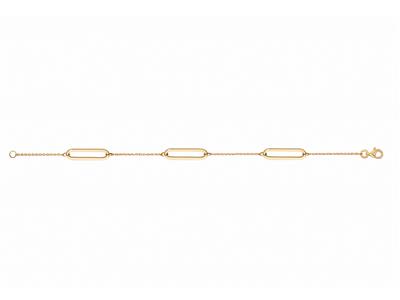 Bracciale A 3 Maglie Rettangolari Cave Su Catena, 16+3 Cm, Oro Giallo 18 Ct. - Immagine Standard - 1