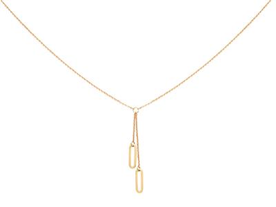 Collana y 2 Maglie Rettangolari Cave Su Catena, 423 Cm, Oro Giallo 18 Ct.