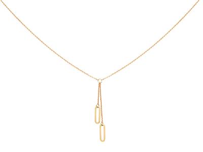 Collana y 2 Maglie Rettangolari Cave Su Catena, 423 Cm, Oro Giallo 18 Ct.