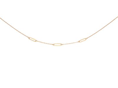 Collana Con 3 Maglie Rettangolari Cave Alternate Su Catena, 42 + 3 Cm, Oro Giallo 18 Ct. - Immagine Standard - 1