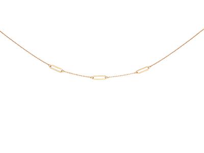 Collana Con 3 Maglie Rettangolari Cave Alternate Su Catena, 42  3 Cm, Oro Giallo 18 Ct.