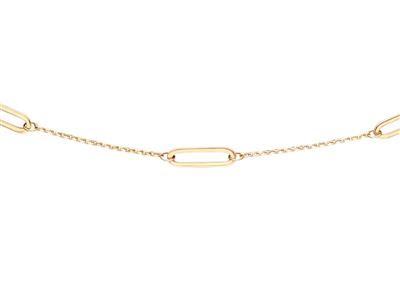 Collana Con 3 Maglie Rettangolari Cave Alternate Su Catena, 42 + 3 Cm, Oro Giallo 18 Ct. - Immagine Standard - 2