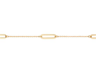 Bracciale A 3 Maglie Rettangolari Cave Su Catena, 16+3 Cm, Oro Giallo 18 Ct. - Immagine Standard - 2