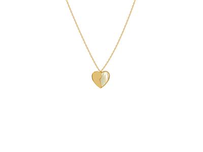 Collana Con Mezza Madreperla Motivocuore Su Catena, 423 Cm, Oro Gial Lo 18 Carati