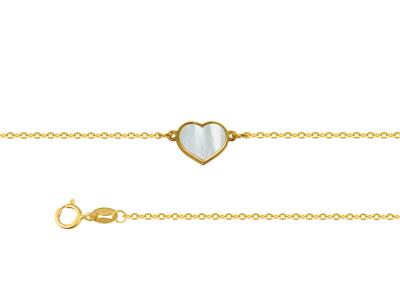 Bracciale Motivo Cuore Madreperla Su Catena, 17+3 Cm, Oro Giallo 18 Kt - Immagine Standard - 2