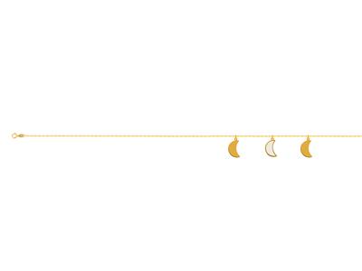 Cavigliera 3 Motivi Luna Su Catena,253 Cm, Oro Giallo 750