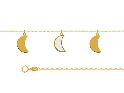 Cavigliera 3 Motivi Luna Su Catena,25+3 Cm, Oro Giallo 750 - Immagine Standard - 2