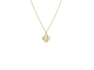Collana Con Motivo Floreale In Madreperla Su Catena, 423 Cm, Oro Giallo 18 Carati