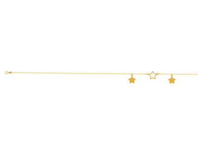 Cavigliera 3 Motivi Stelle Su Catena, 253 Cm, Oro Giallo 750