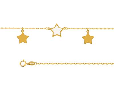 Cavigliera 3 Motivi Stelle Su Catena, 25+3 Cm, Oro Giallo 750 - Immagine Standard - 2