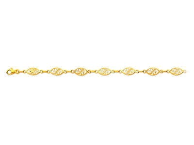 Bracciale A Maglia In Filigrana 6,8mm, 19 Cm, Oro Giallo 18 Carati
