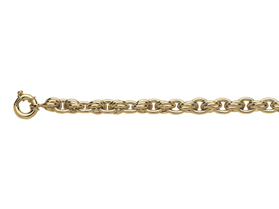 Bracciale Triplo Anelli Alternati 1455, 10,5 Mm, 20 Cm, Oro Giallo 18 Carati