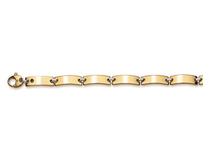 Bracciale Con Placche Bombate 6,70 Mm, 21 Cm, Oro Massiccio Bicolore 18 Carati. Rif.2291