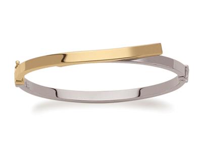 Bracciale Jonc Décalé 4 Mm, 60 Mm, Oro Bicolore 18 Carati