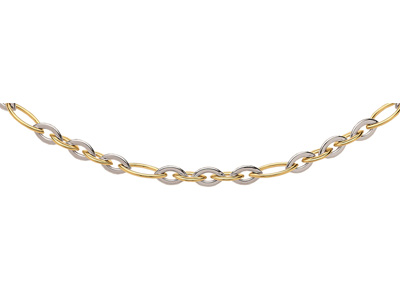 Collana Ovale Piatta Rotonda, 45 Cm, Oro Bicolore 18 Carati. Ref. 4691