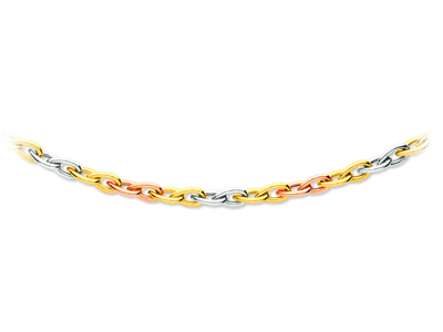 Collana A Maglie Ogiva MM 7,1, Cm 45, 3 Ori 18k