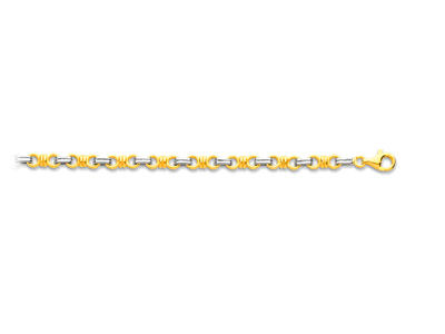 Bracciale A Maglie Con Nodi Alternati, 5,7 Mm, 19,5 Cm, Oro Bicolore 18 Kt