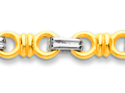 Bracciale A Maglie Con Nodi Alternati, 5,7 Mm, 19,5 Cm, Oro Bicolore 18 Kt - Immagine Standard - 2