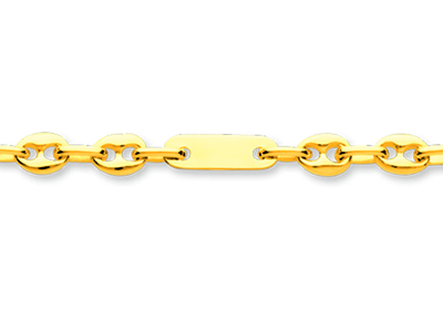 Bracciale A Maglia Alternata Con Placchette E 2 Grani Di Caff} 4,8 Mm,21 Cm, Oro Giallo 18 Kt - Immagine Standard - 2