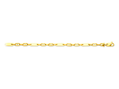 Bracciale Da Uomo, Piastre Alternate, Maglie Marina, 4 Mm, 20,5 Cm, Oro Giallo 18 Kt - Immagine Standard - 1