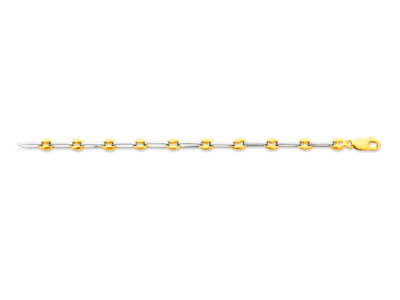 Bracciale A Punto Chicco Di Caffè Alternato A Forçat Quadrato 4,6 Mm, 18 Cm, Oro Bicolore 18k - Immagine Standard - 1