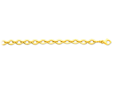 Bracciale A Maglie Ovali Di Lenticchie E Intermedi 7,7 Mm, 18,5 Cm, Oro Giallo 18 Carati