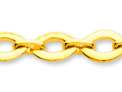 Bracciale A Maglie Ovali Di Lenticchie E Intermedi 7,7 Mm, 18,5 Cm, Oro Giallo 18 Carati - Immagine Standard - 2