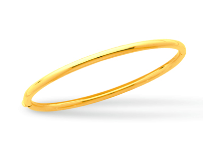 Bracciale Bangle, Filo Rotondo 3 Mm, Forma Ovale 58 Mm, Oro Giallo 18 Ct.