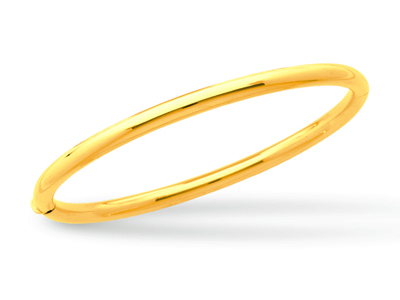 Bracciale Bangle, Filo Rotondo 4 Mm, Forma Ovale 58 Mm, Oro Giallo 18 Ct.