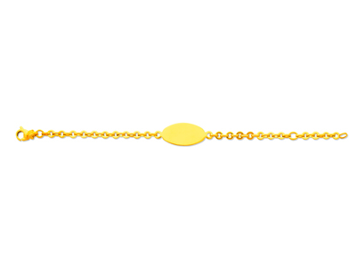 Braccialetto D'identit@ Per Beb} Con Maglia A Lente, Placca Ovale, 14,5 Cm, Oro Giallo 18 Carati - Immagine Standard - 1
