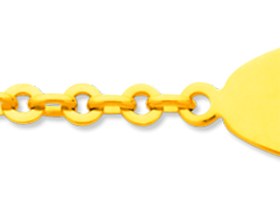 Braccialetto D'identit@ Per Beb} Con Maglia A Lente, Placca Ovale, 14,5 Cm, Oro Giallo 18 Carati - Immagine Standard - 2