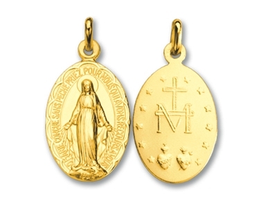 Medaglia Della Vergine Miracolosa, 20 Mm, Oro Giallo 18k