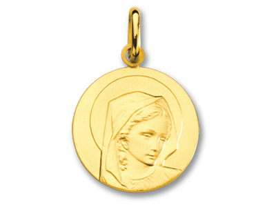 Medaglia Della Vergine Maria Con Aureola, Oro Giallo 18 Carati - Immagine Standard - 1