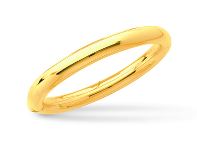 Bracciale Bangle, Filo Rotondo 8 Mm, Forma Ovale 58 Mm, Oro Giallo 18 Ct.