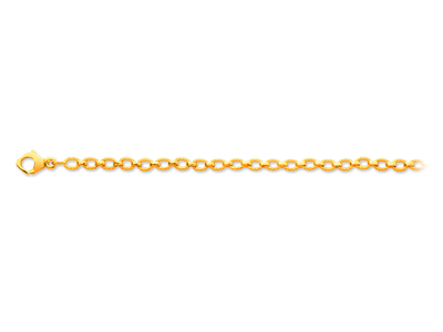 Bracciale Anelli Zigrinati Con Maglie Interne Lucide 4,8 Mm, 19 Cm, Oro Giallo 18 Carati - Immagine Standard - 1