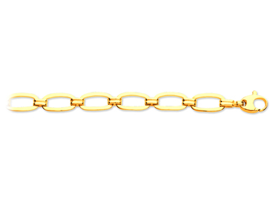 Bracciale Catena Alternata Ovale E Doppia Maglia 10 Mm, 19,5 Cm, Oro Giallo 18 Carati