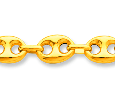Catena A Maglia Cava A Grano Di Caff} 7,30 Mm, 50 Cm, Oro Giallo 18 Carati - Immagine Standard - 2