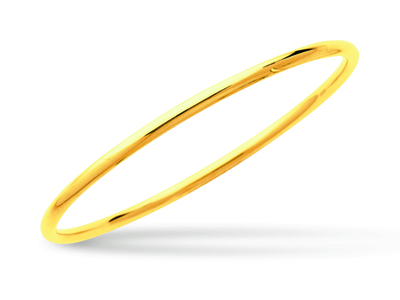 Bracciale Rigido Chiuso Massiccio, Filo Tondo Da 3 Mm, Forma Rotonda Da 60 Mm, Oro Giallo 18 Carati - Immagine Standard - 1