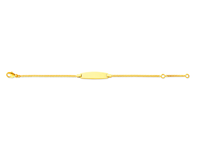 Braccialetto D'identit@ Per Beb} Con Catena Gourmette Diamantata, Placca A Forma Di Barile, 14 Cm, Oro Gi - Immagine Standard - 1