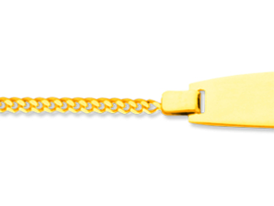 Braccialetto D'identit@ Per Beb} Con Catena Gourmette Diamantata, Placca A Forma Di Barile, 14 Cm, Oro Gi - Immagine Standard - 2