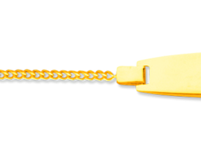Braccialetto D'identit@ Per Beb} Con Catena Gourmette Diamantata, Placca A Forma Di Barile, 14 Cm, Oro Gi - Immagine Standard - 2